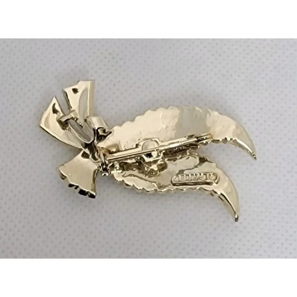 Vintage GERRY'S Signed Gold Tone Leaf Leaves Ribbon Brooch‎ Retro Fall Autumn
